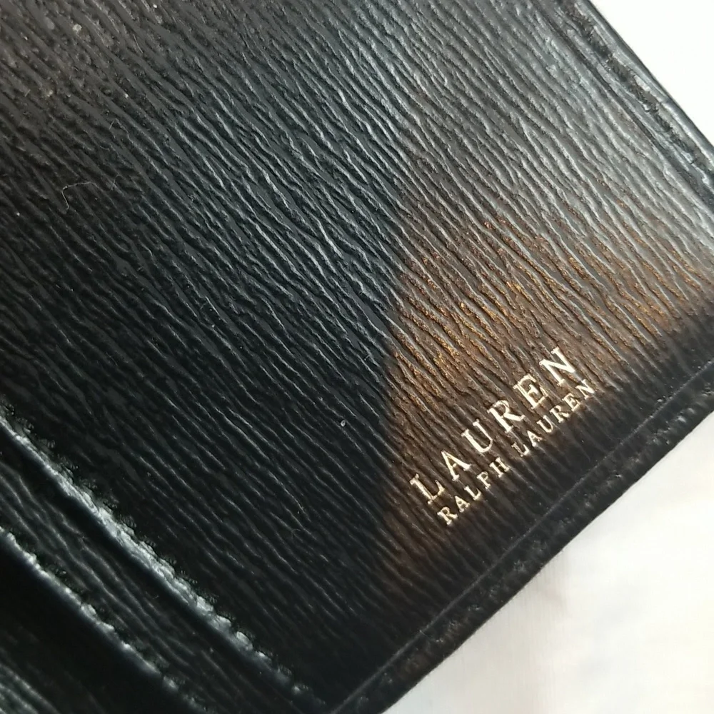 - Ralph Lauren Black Leather Sloan Street Textured Slim Long Carryall Wall… - Picture 6 of 8